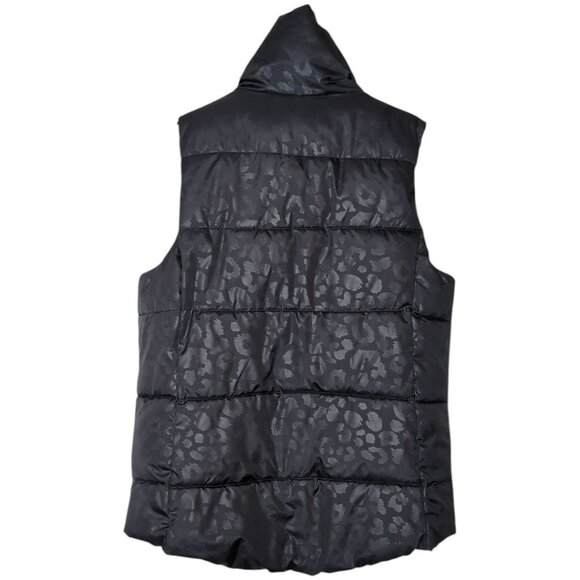 Animal Print Puffer Vest Womens Small Old Navy High Collar - Picture 2 of 8